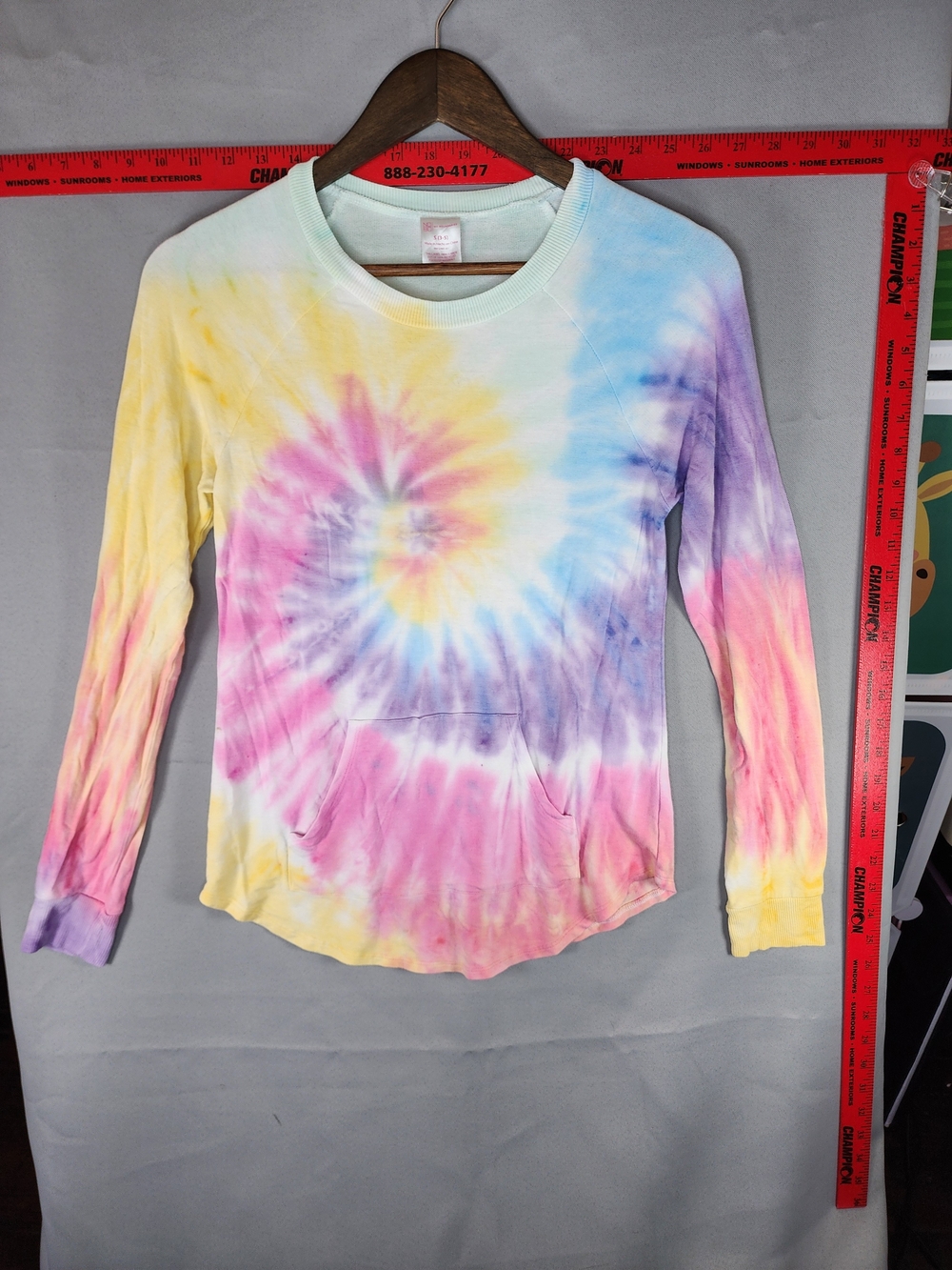 No Boundaries Pastel Tie-Dye Long Sleeve Pullover - Pink Blue Yellow Purple